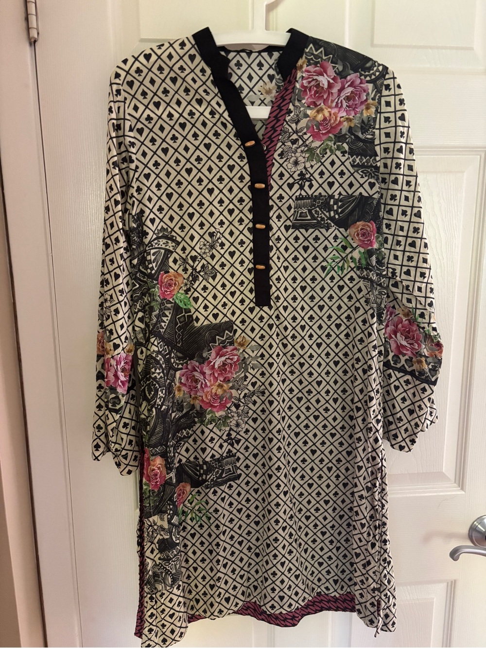 Boho Playing Card Print ♠️♣️♥️♦️Cotton Tunic Dress/Blouse